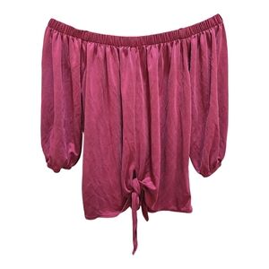 Mind Code Maroon Off-Shoulder Blouse